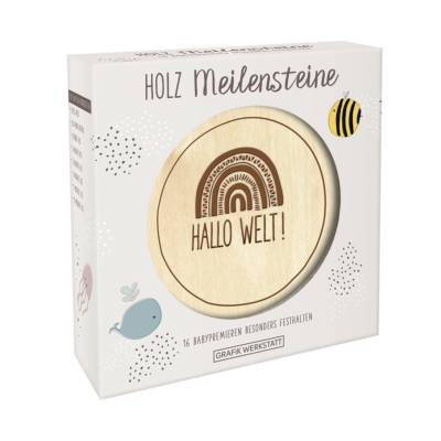 Meilenstein-Karten aus Holz (hellgrau)