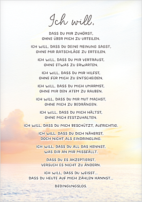 Ich will...